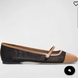 Jimmy Choo Elisa Mesh Patent Mary Jane Ballerina Flats Size: 36,5